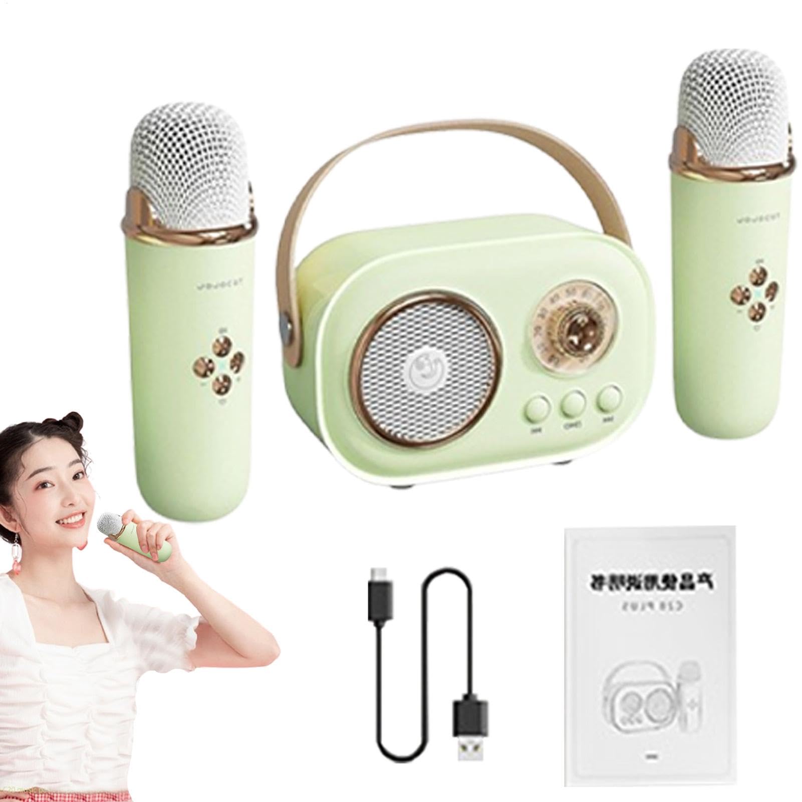 Spesker - Microfono con altoparlante per karaoke per bambini, kit completo | di altoparlanti wireless per karaoke per bambini piccoli, con cavo di ricarica
