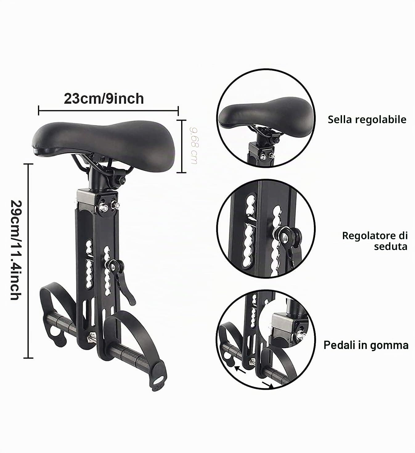 Bomoya Seggiolino per Bici da Mountain Bike, Rimovibile, per Bambini di 2 – 5 Anni, Compatibile con Tutti Gli Adulti MTB