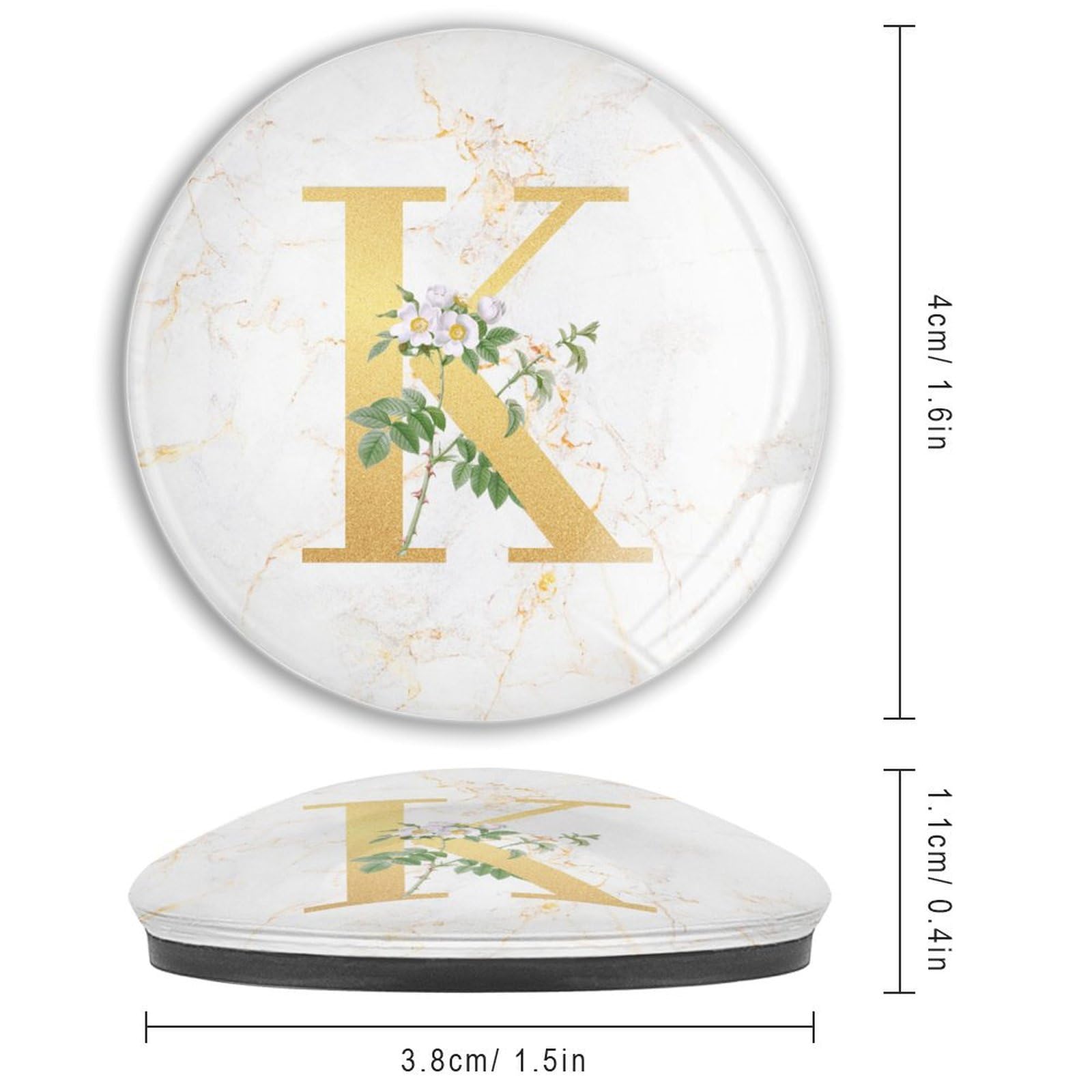 Monogramm Initiale K Magnete Kühlschrank Magnetische Whiteboard für Kühlschrank Alphabet Weiß Blumen Glas Kleine Magnete Familie Inital Dekorative Magnete für Whiteboard Magnete 4 Stück