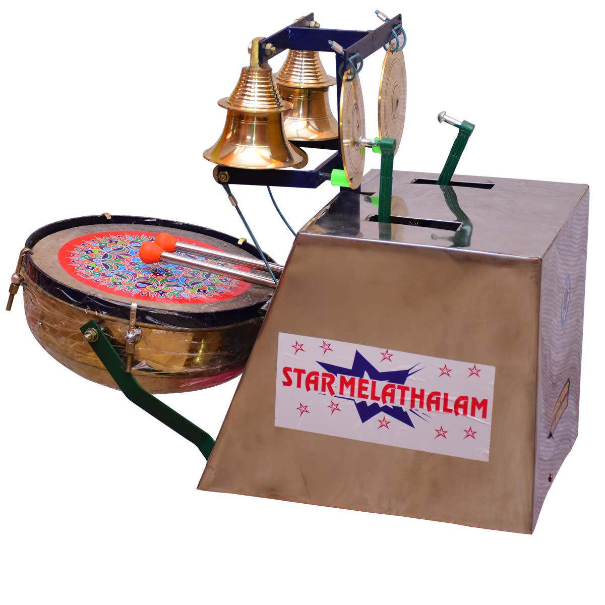 Automatic Temple Bell Drums 12" Star Mela Thalam Temple Arti