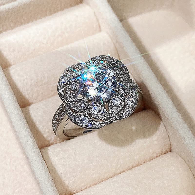 Amazon.com: 926 Silver Shiny Full Diamond Ring Fashion
