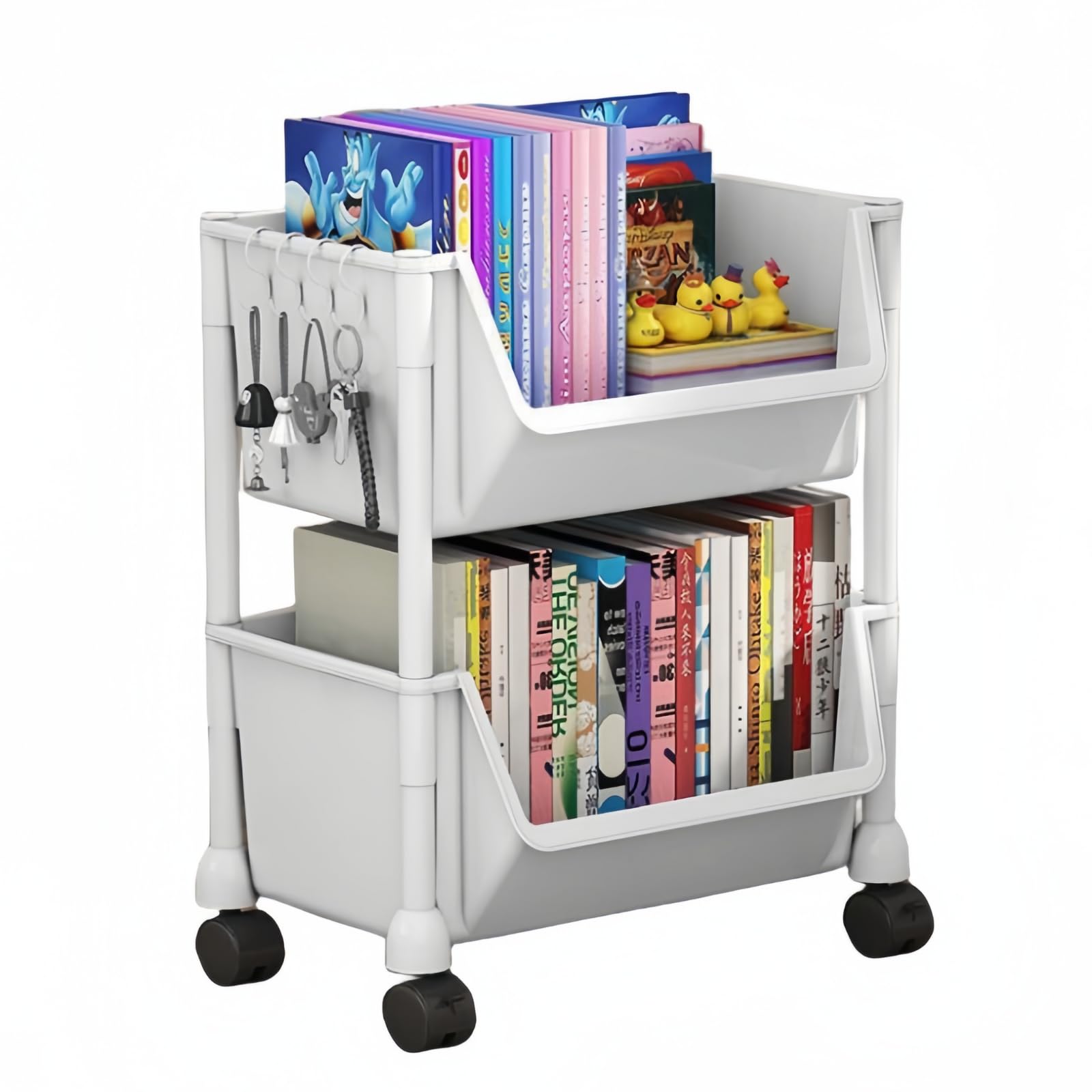 Amazon｜本棚 書類棚 2層 収納棚 キッチントロリー ニードル  