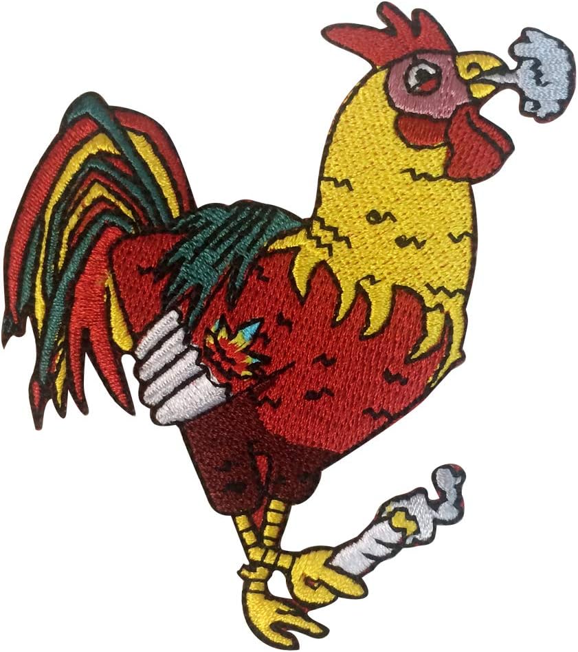 Pot Smoking Pals Chill Stoned Rooster - Iron on Embroidered Patch Applique