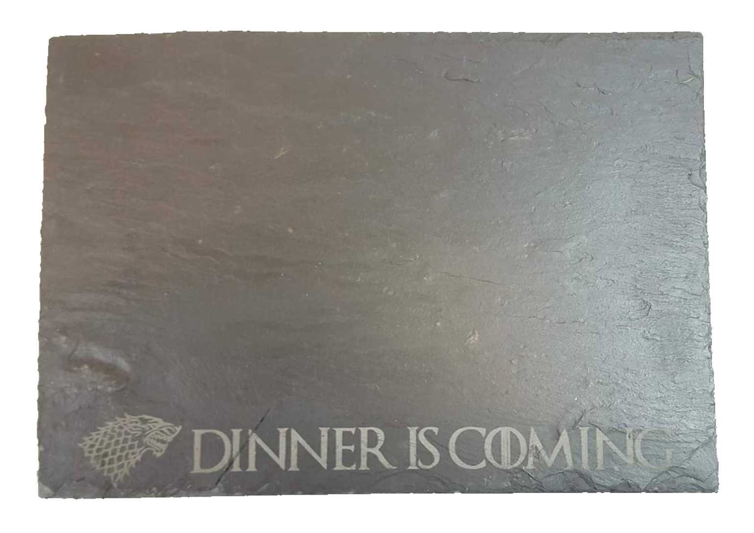 Derwent Laser Crafts Game Of Thrones House Stark "Dinner Is Coming" Slate Chopping/Serving Board