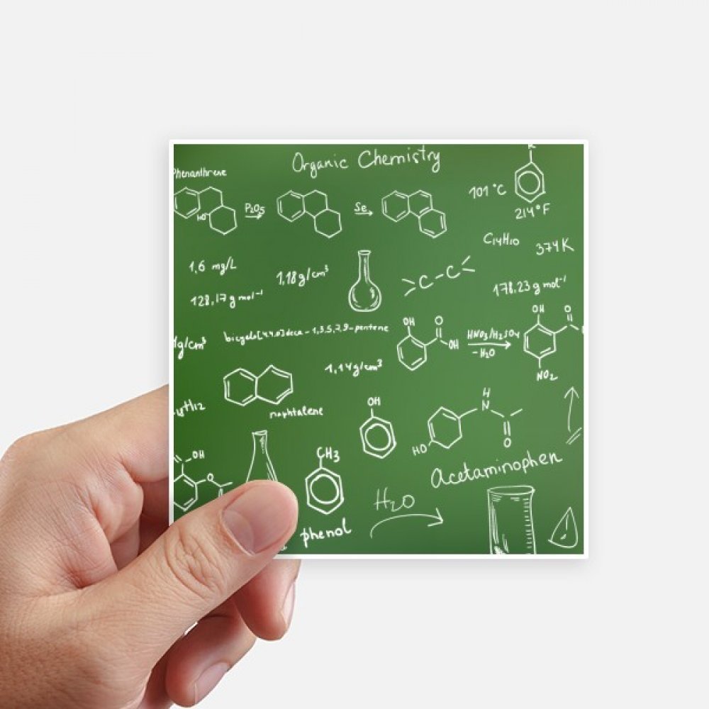 Autocollant carré chimie organique lot de 8 stickers multicolores 10x10cm pour customisation