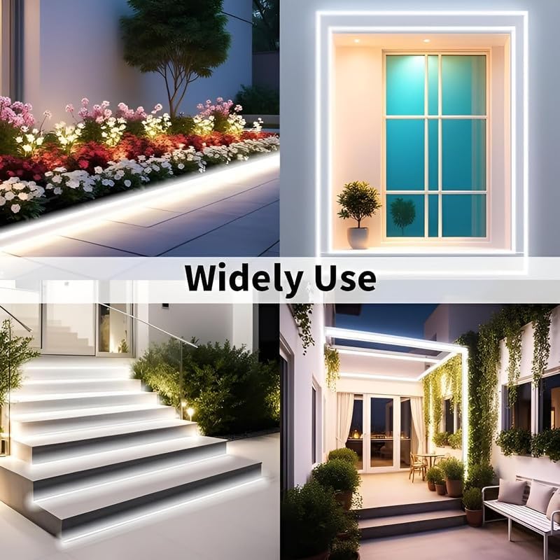 Image of 16.4 Feet LED Neon Strip Light | 12V Adapter, Waterproof IP65, Silicone Flexible Rope Light for Home Wall Decor & Gaming Room| Led Strip Lights | Neon Lights 5 Meter | (White)