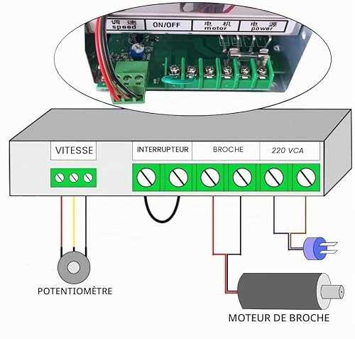 RATTMMOTOR Kit de refroidissement, à air, 500 W, moteur à broche ER11, 0,5 kW, 12000 tr/min, régulateur de vitesse PWM de 220 V, support de montage de 52 mm, avec vis pour la gravure – vue 4