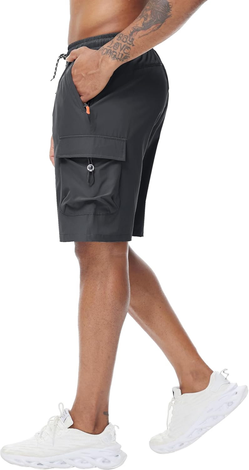 Men's Cargo Hiking Shorts Elastic Waistband Stretch Short Shorts for Men no Lined with 5 Pockets - Image 3