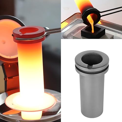 Miniatura 5 de 2.2 lbs 4.4 lbs 6.6 lbs Crisol de grafito de alta pureza, crisol de grafito para fundición de metal Refinación Oro Plata Cobre Latón Aluminio