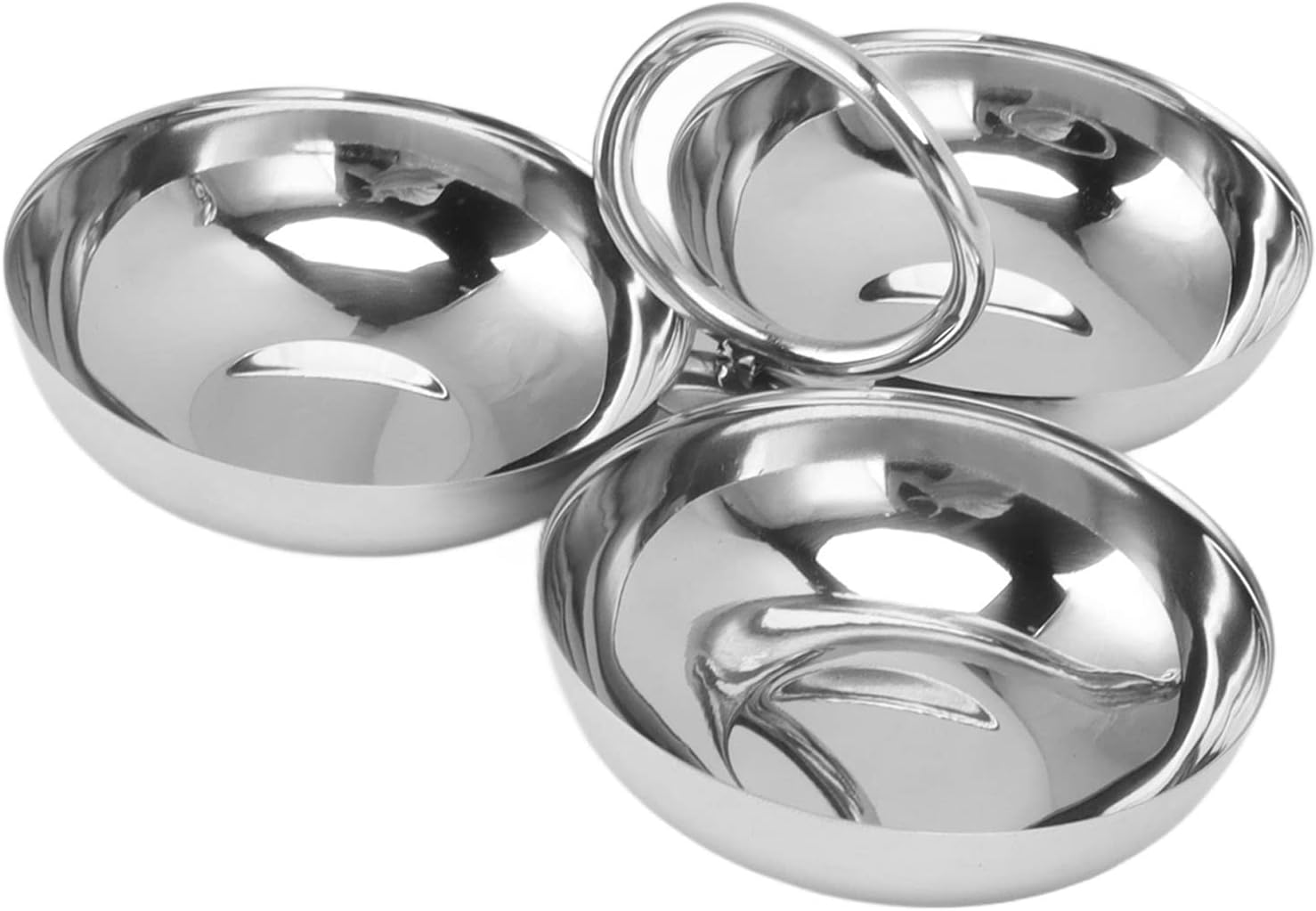 Fdit Snack Bowl Fruit Plate, 3 in 1 Portable 304 Stainless Steel Snack Plate for Candy for Home for Barbecue for Fruit (12)