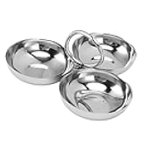 Fdit Snack Bowl Fruit Plate, 3 in 1 Portable 304 Stainless Steel Snack Plate for Candy for Home for Barbecue for Fruit (12)