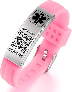 Medical Bracelets for Men Women with QR Code Medical Alert ID Bracelets for Sport Travel - Silicone Waterproof Wristband Fits Wrists Up to 8 inches - More Space Custom Emergency Medic ID Alert Information