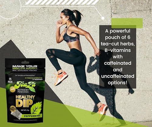Teaza Energy Tobacco Free Pouches Nicotine Free Dip, Smokeless Alternative Snuff Healthy Chewing Dipping Alternative, Peppermint (8 Pack) Tobacco Free Chew Premium Minty Flavor with Refreshing Aroma - Thumbnail 3