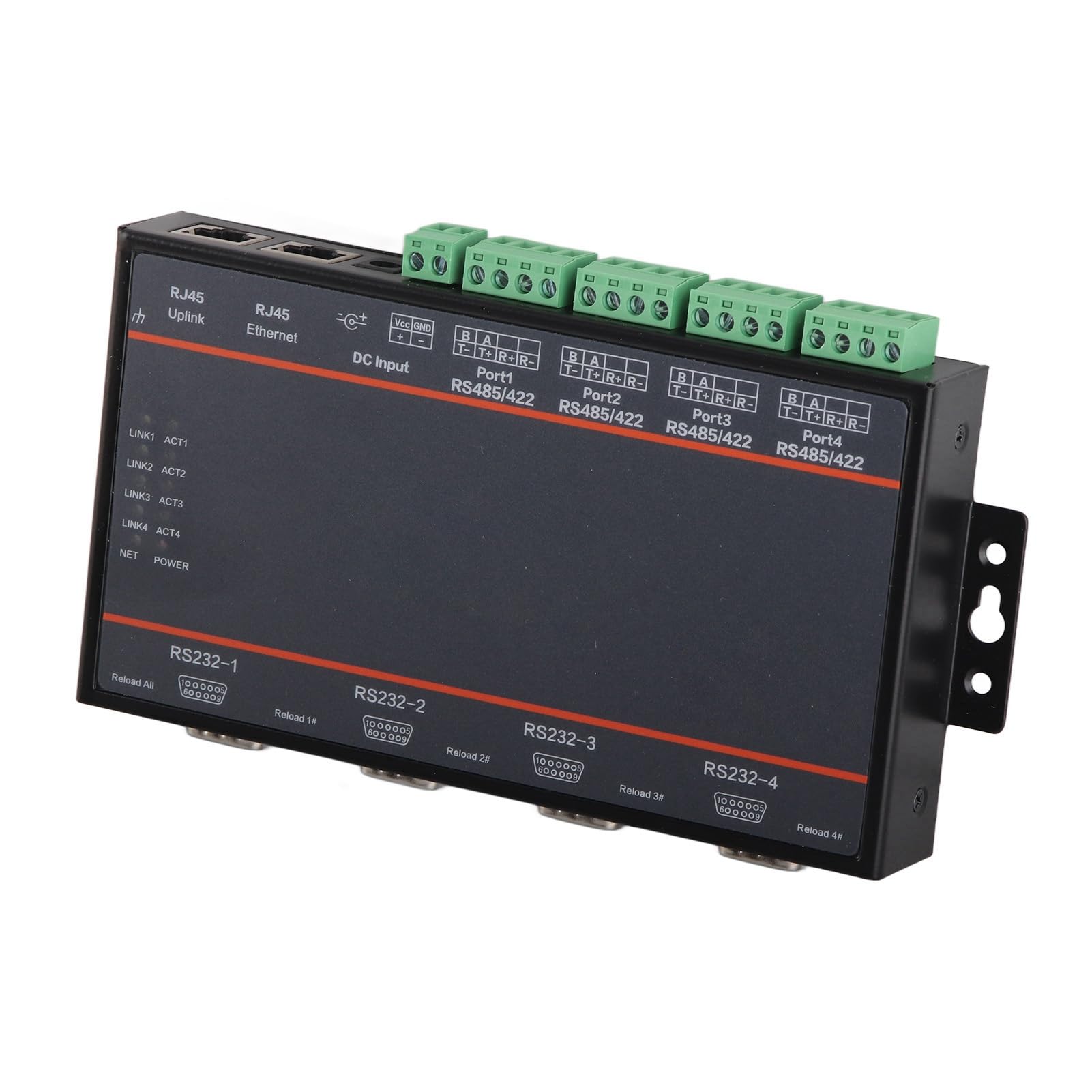 Servidor Serie HF - 5142B, convertidor RS232/485/422 a Ethernet de 4 Puertos, Grado Industrial con Amplio Voltaje 5-36 V, antiprotección para Control de Acceso y monitoreo de
