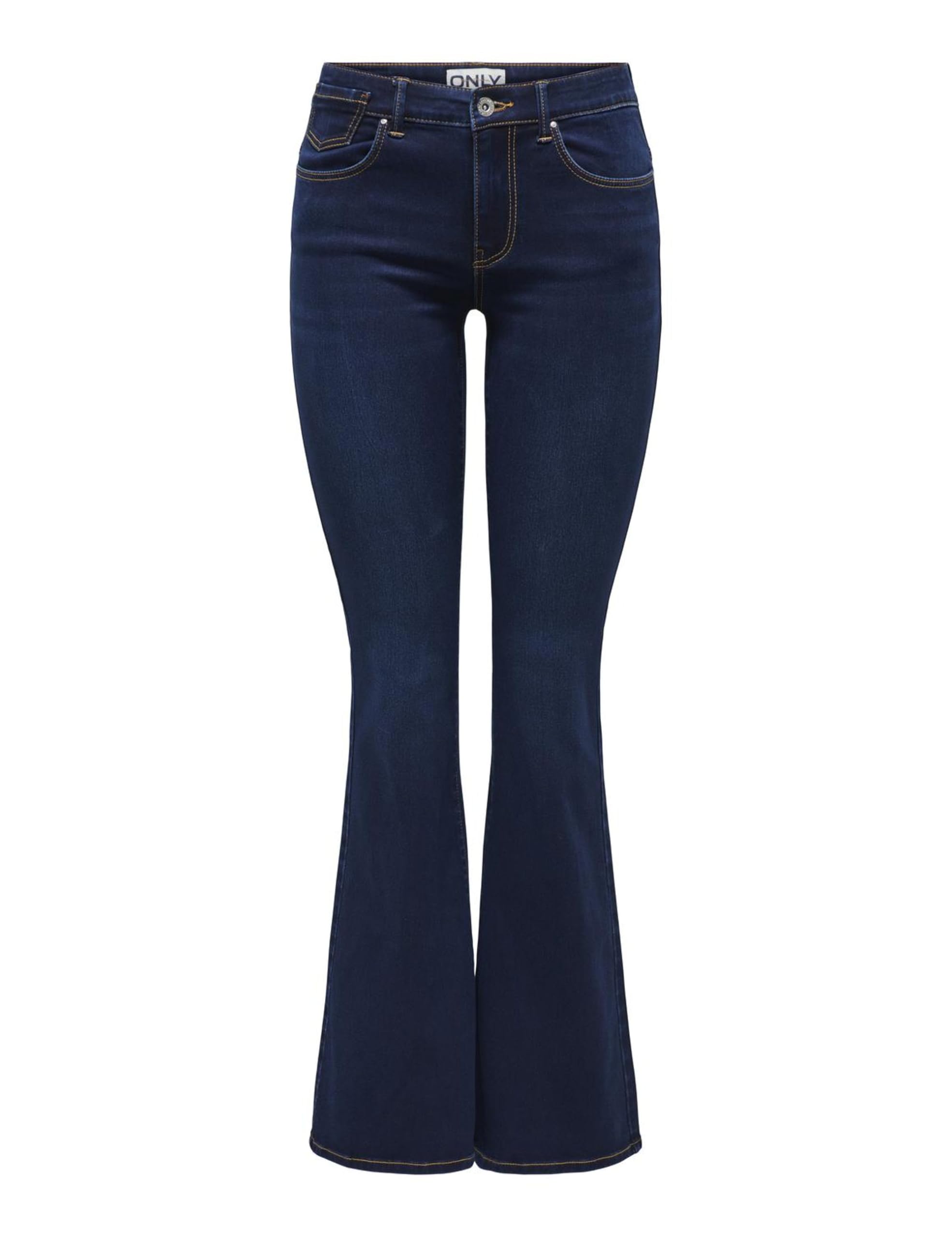 ONLY Women's Onlreese Reg Retro Flared DNM Box Jeans, Dark Denim Blue, 28W x 32L