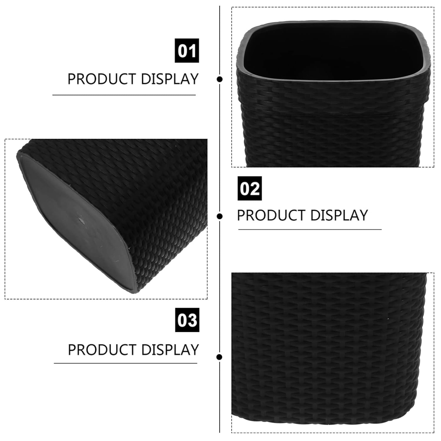 Alipis Imitation Braided Trash can 11.41X9.05X8.85In Plastic Waste Basket with Non-Slip Thick Base Large Opening for Kitchen Bathroom Home Office