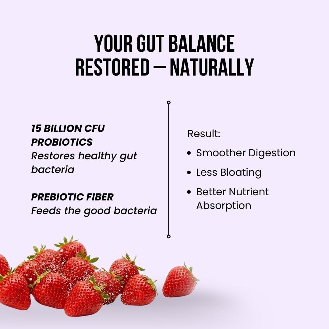 Sova Gut Health Probiotics for Gut Detox Microbiome Balance, Better Immunity, Digestion & Nutrition Absorption | No Added Sugar | 15 Billion CFUs | 15 Vegan Sachets For Men and Women | Gut Set Go 2