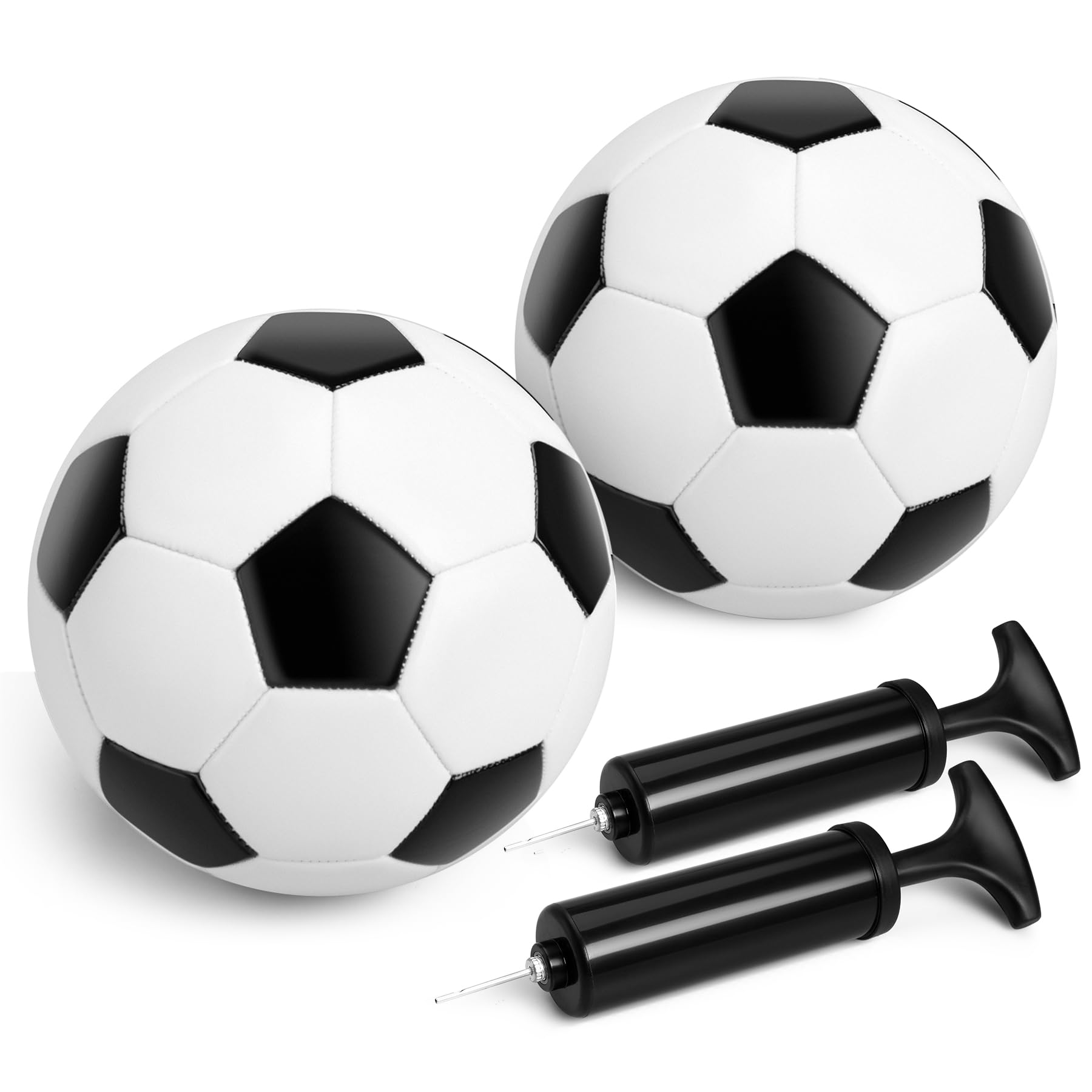 INPODAK 2 Pack Size 2 Football Toddler Footballs for kids age 1-6 Classic Soccer Ball with pump Small Garden Game Ball Indoor Outdoor Football Gifts for Boys Girls