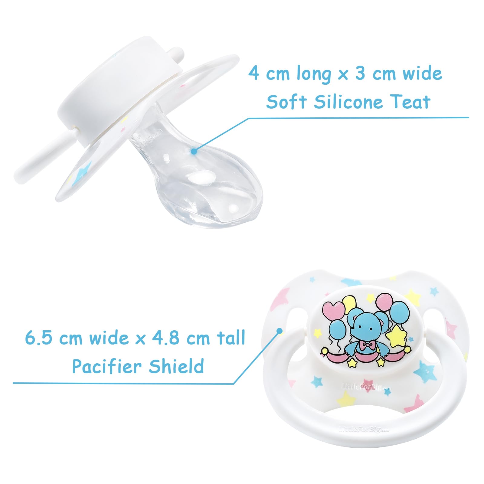 LittleForBig Generation-II Adult Sized Pacifier Printed Set, White - Image 3