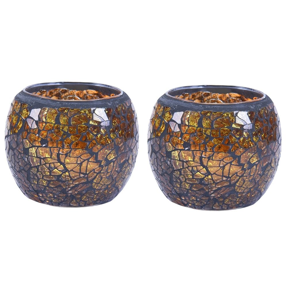 Vjsujehgy Mosaic Glass Candle Holder/Tea Light Holder/Vase/Pen Holder, Romantic Handmade Shattered Glass Tea Light Candle