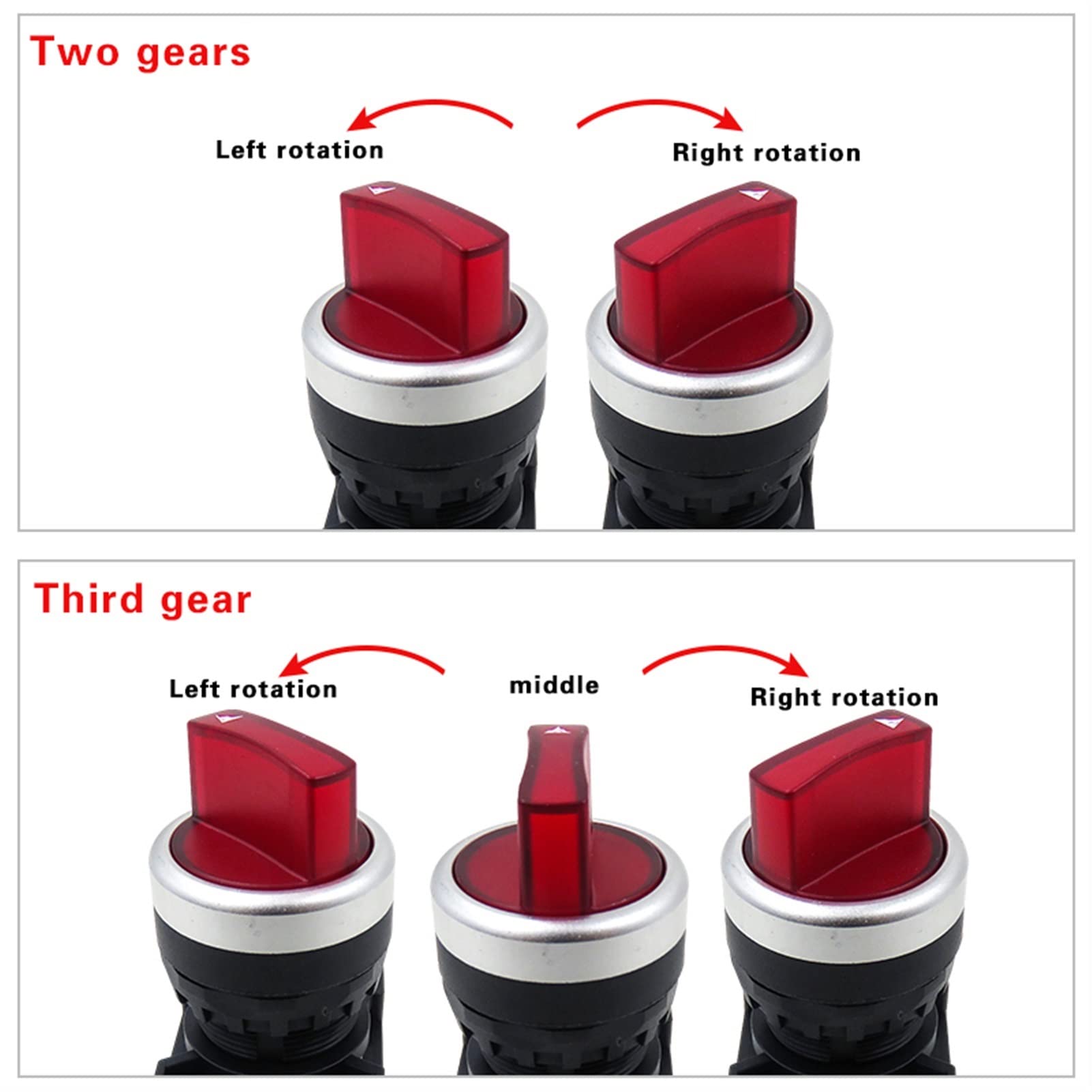 LA38 2NO Rotatif illuminé 22mm Bouton Poussoir 2 Positions 3 Positions sélecteur maintenu interrupteurs d'éclairage avec Lampe (Color : Red 2no, Size : AC DC24V)