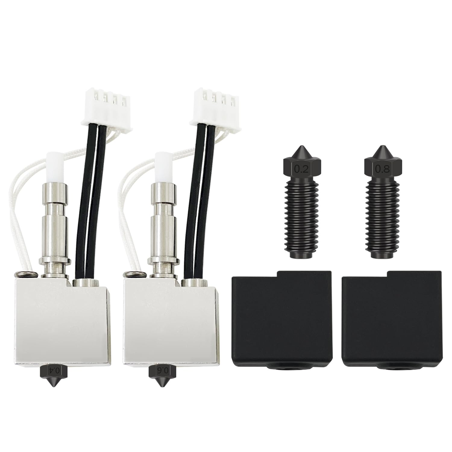 HysiPrui 2PCS 3D Printer Kobra S1/Kobra S1 Combo Hotend Kits- Assembled Extruder Hot End/Printhead with 0.4mm and 0.6mm Hardened Steel Nozzle, 0.2/