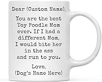 Vista 107 de Andaz Press Taza de café personalizada divertida con texto en inglés "Dog Mom", regalo de broma para la mejor mamá de perro cocker spaniel, muerde