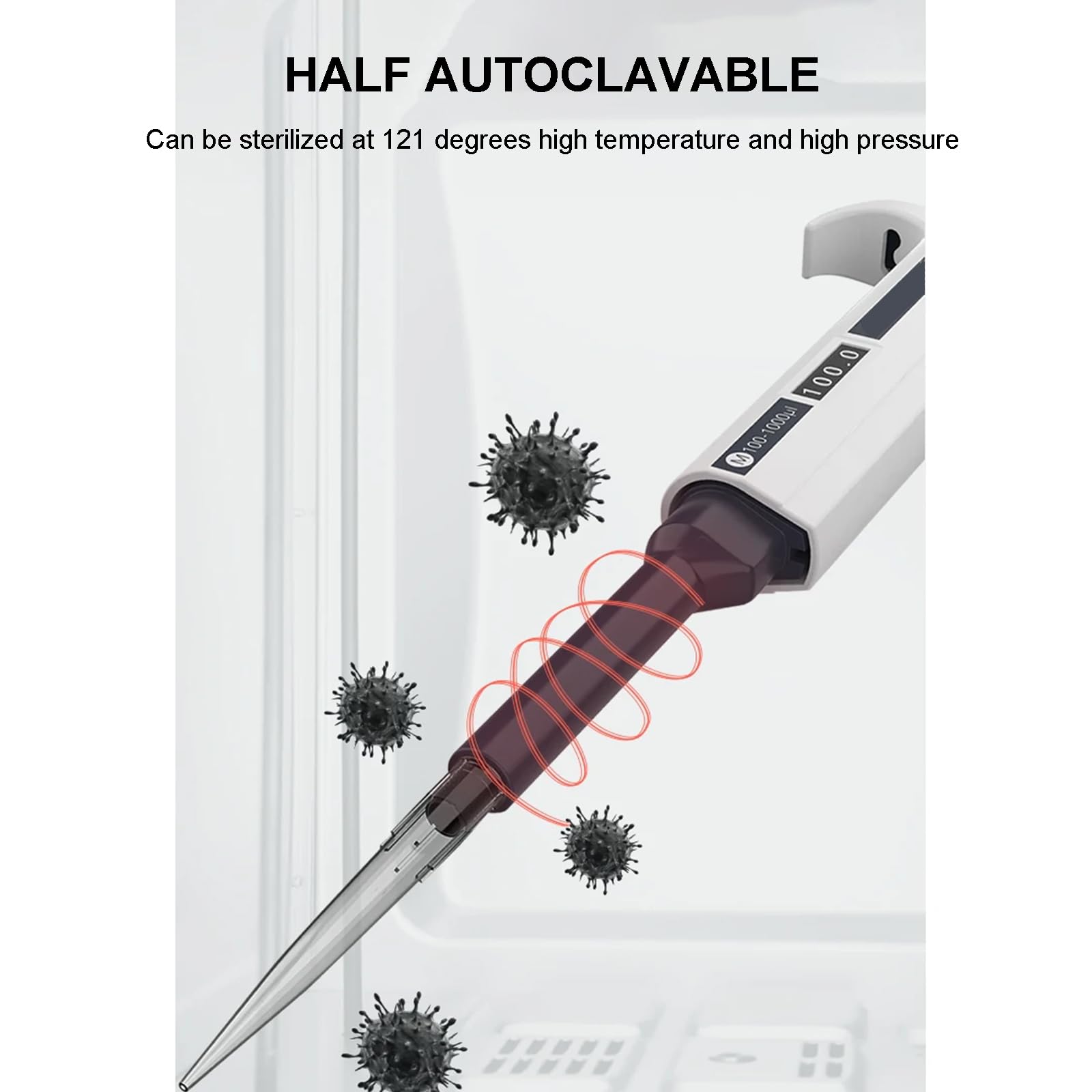 Einkanalpipetten, einstellbares variables Volumen 0,1 μl-10 ml, hochpräzise Mikropipette, sterilisierbar bei hohen Temperaturen