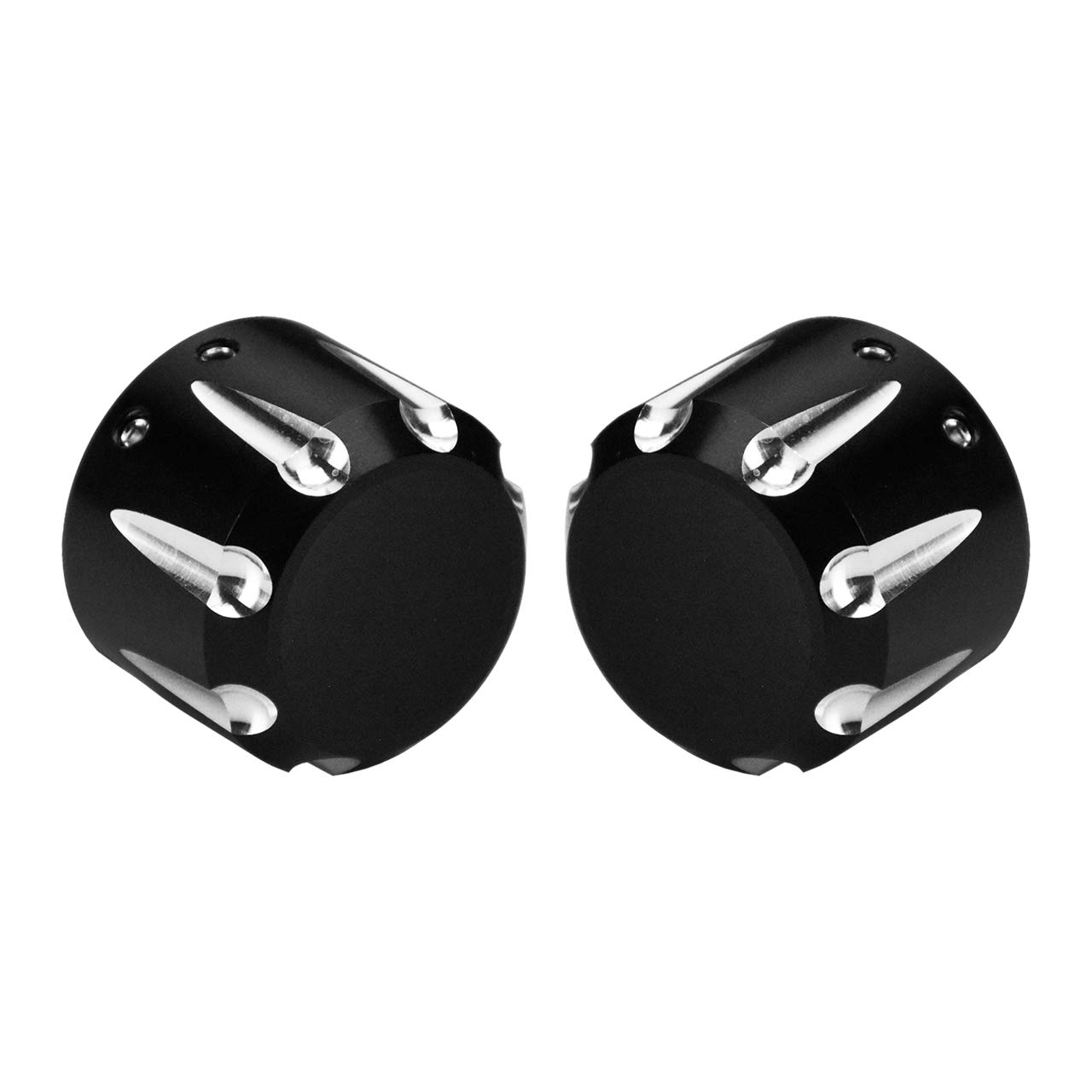 Lot de 2 cache-écrous pour essieu avant pour Harley Sportster XL 1200 Dyna Softail Fat Boy Touring Street Road Electra Tri Glide Noir
