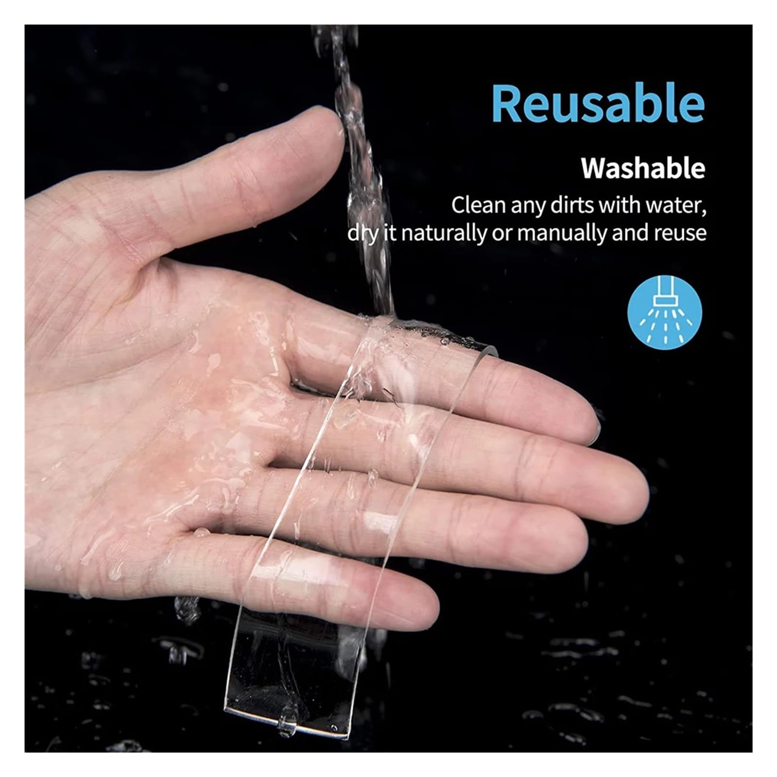Nastro Adesivo da Parete ultraresistente, Riutilizzabile, Impermeabile, Senza Traccia, Larghezza 50 mm, Nastro Biadesivo Trasparente, di Montaggio, 1-5 m(2m)