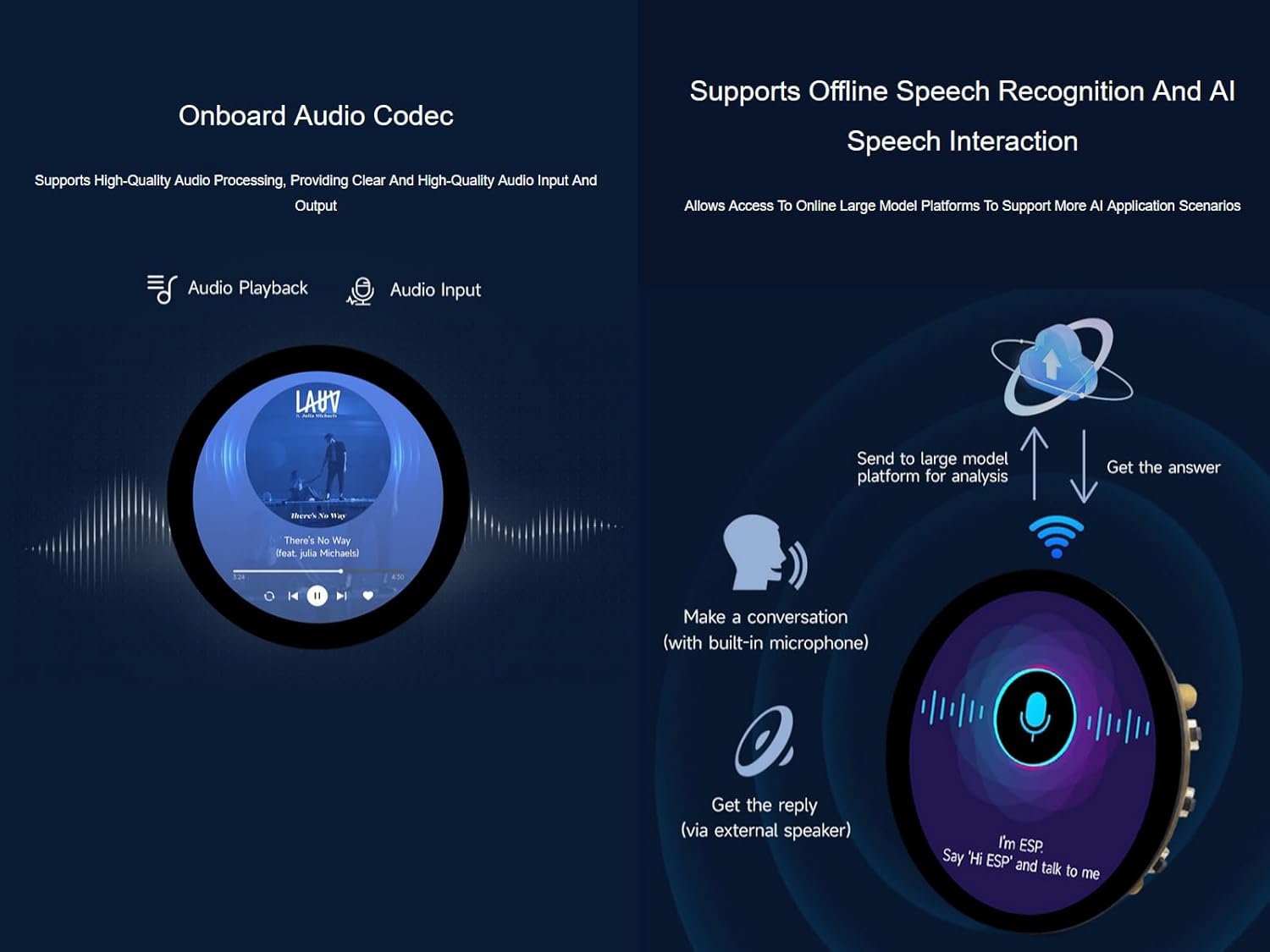 ESP32-S3 1.85inch LCD Display Development Board, 360×360 Pixel 262K Color Round LCD with ESP32-S3, Supports Wi-Fi & Bluetooth 5, Onboard Audio Decoder, Microphone, 6-Axis Sensor etc.