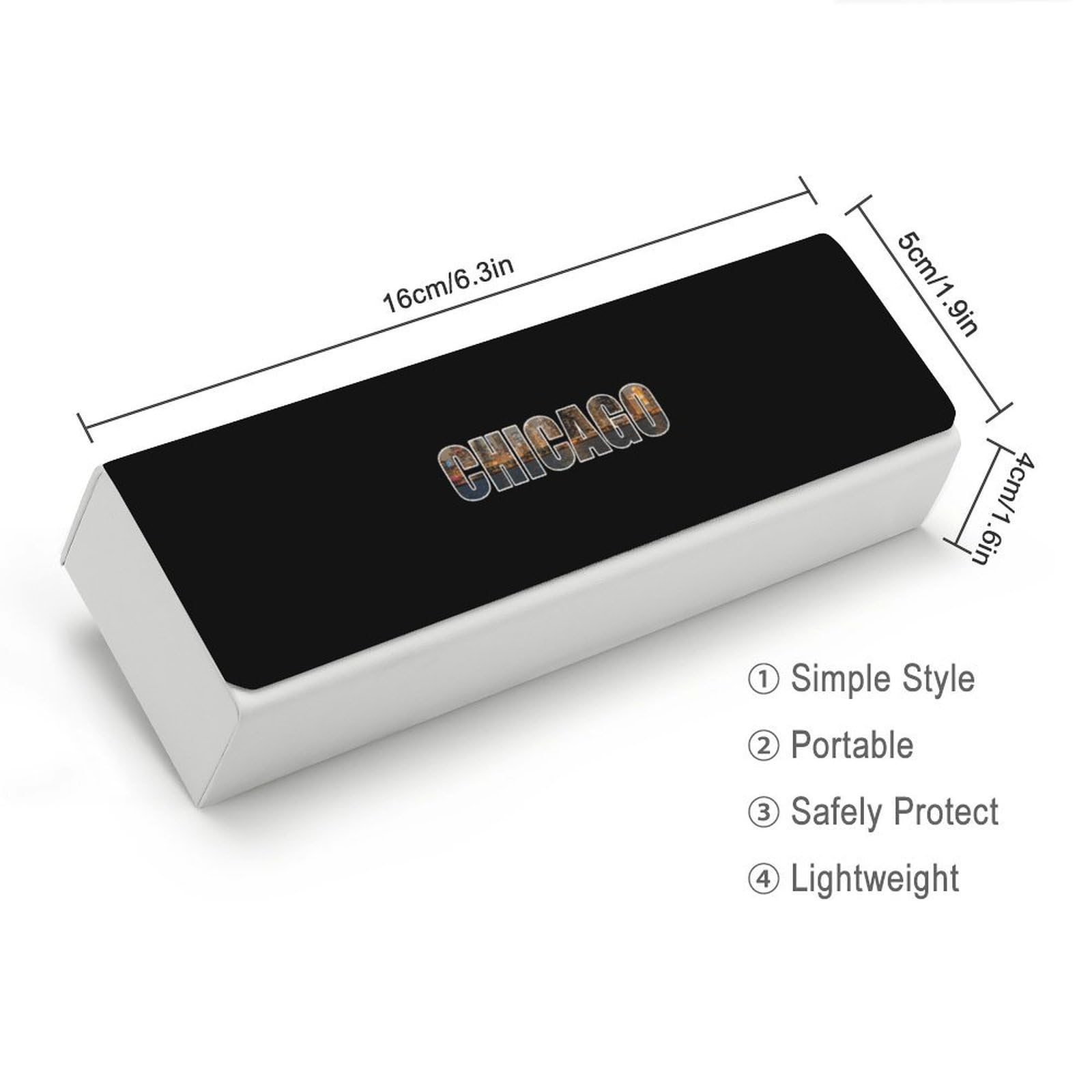 Chicago City Night Scene Leather Glasses Case Fashion Hard Shell Portable Sunglass Organizer Eyeglasses Case for Mens Women