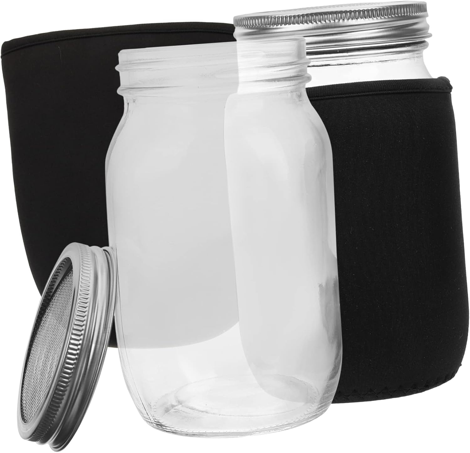 1set Sprouting Kit Indoor Sprouting Jar with Blackout Sleeves Jar Lids Screen for Easy Germination and Growth of Broccoli and More