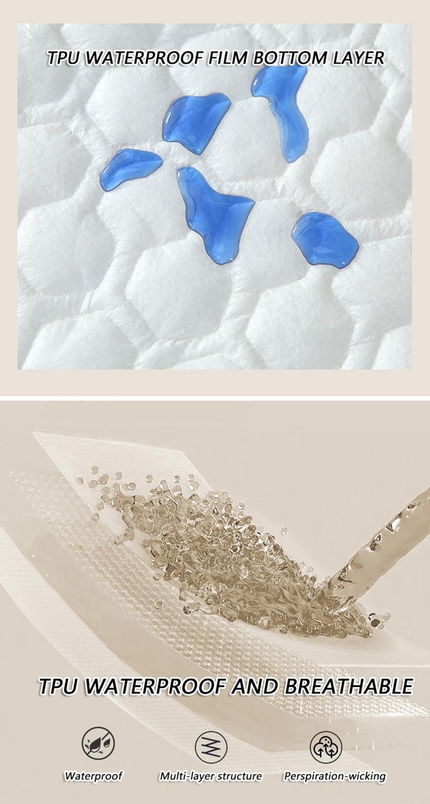 Matratzenschoner,Gestepptes Wasserdichtes Spannbettlaken,Weicher Bequemer Matratzenschoner,Matratzenauflage Für Vier Jahreszeiten,Feuchtigkeitsableitend Und Atmungsaktiv(Light Gray,150x200cm)