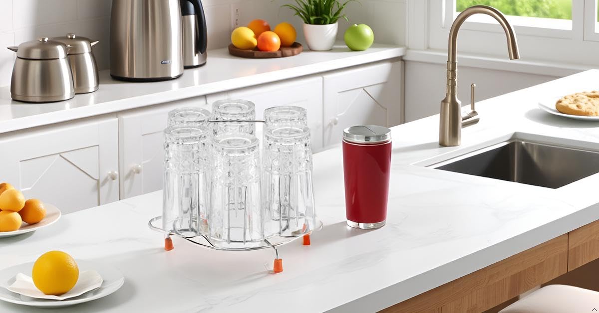 Stainless Steel Glass Stand - Keep Counters Clear -3 Stainless Steel Glass Stand - Keep Counters Clear -3