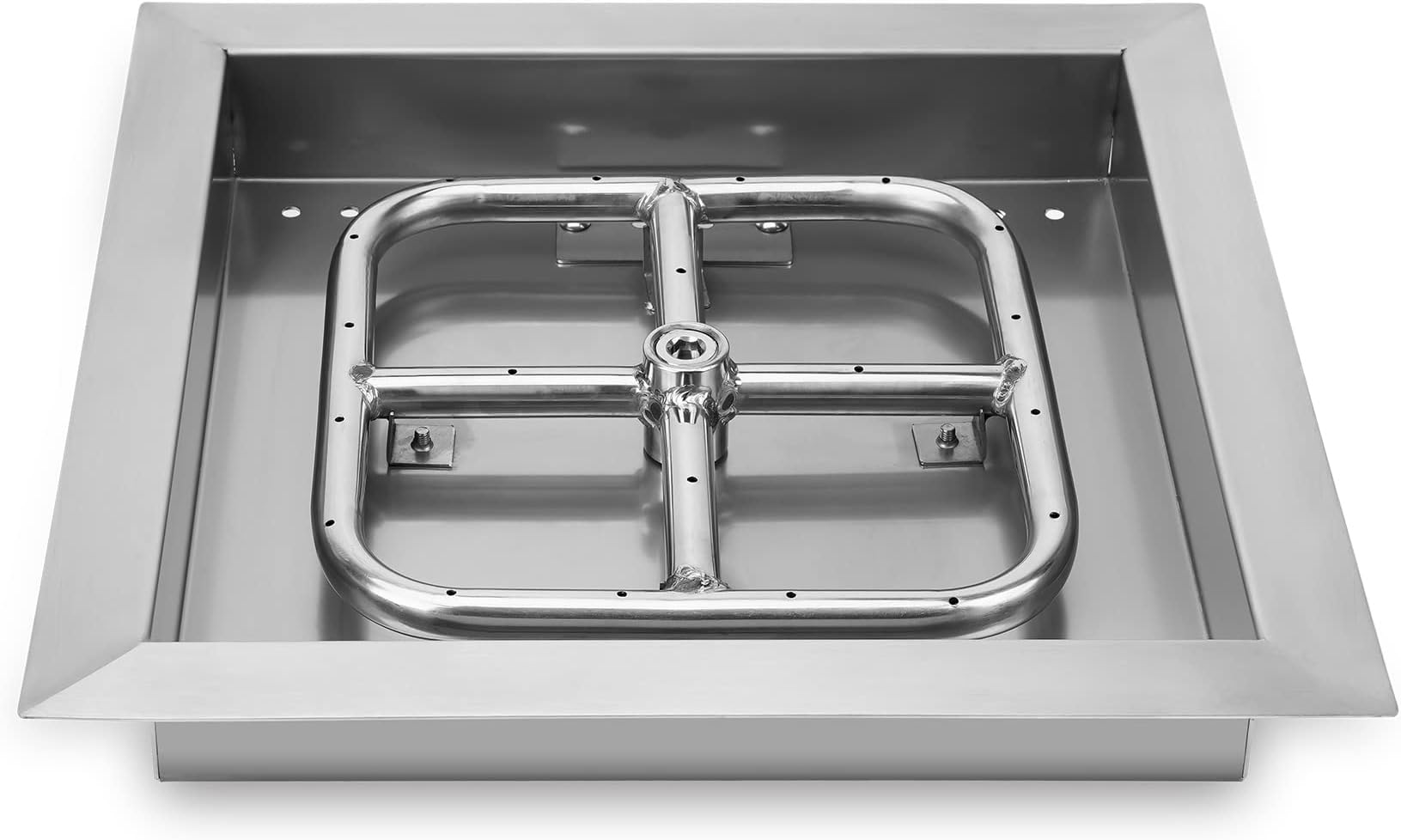 onlyfire Square Stainless Steel Drop-in Fire Pit Burner Ring and Pan Assembly,12-Inch