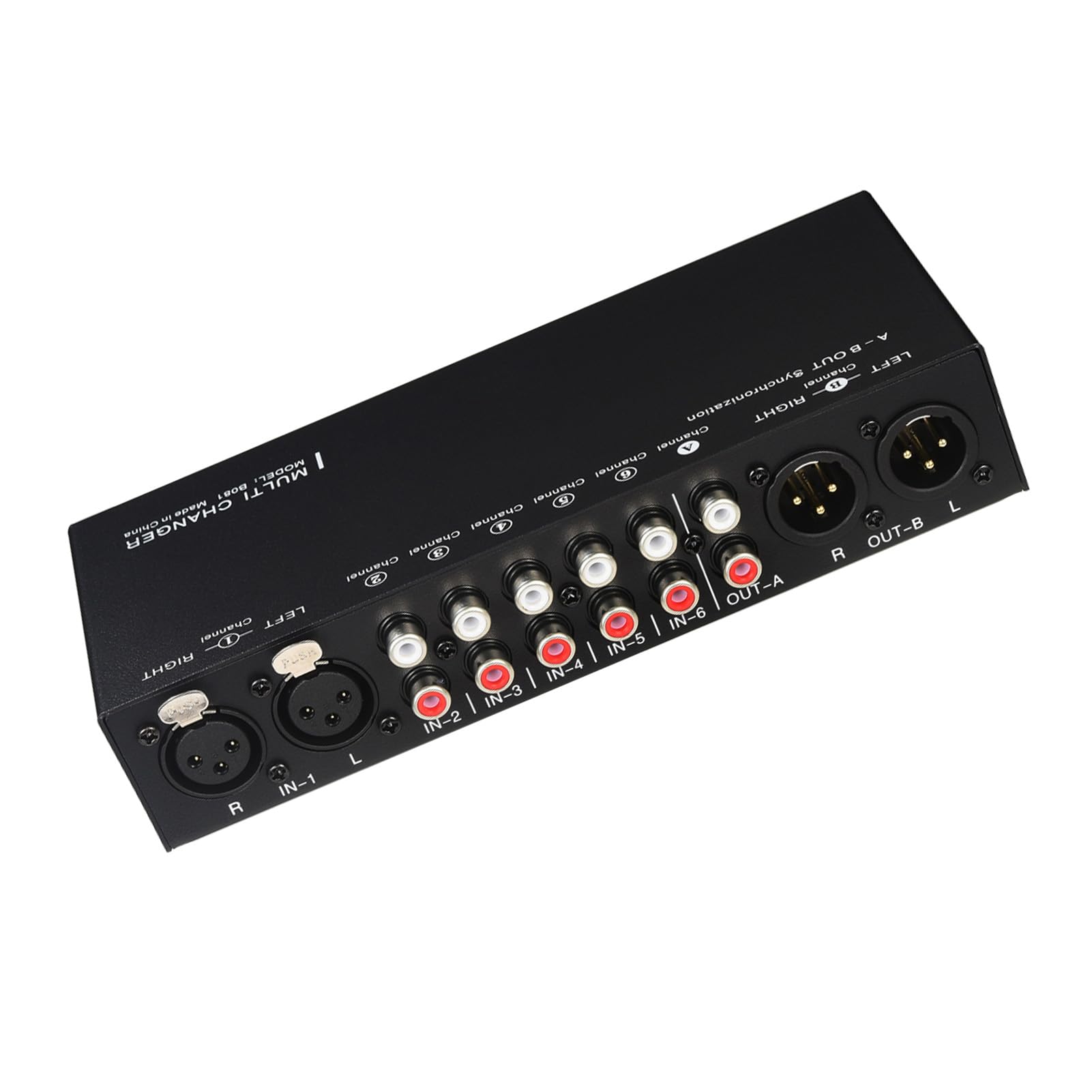 Bediffer Commutatore di Segnale Audio Controller Volume 6 in 3 Out per Altoparlanti Attivi con Uscita e XLR Design in Metallo Nero