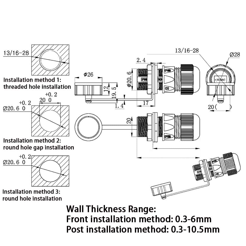 PENGLIN Lot de 5 connecteurs étanches RJ45 pour montage sur panneau | Coupleur de câble Ethernet LAN Cat5/5e/6 avec couvercle étanche/anti-poussière pour réseau extérieur