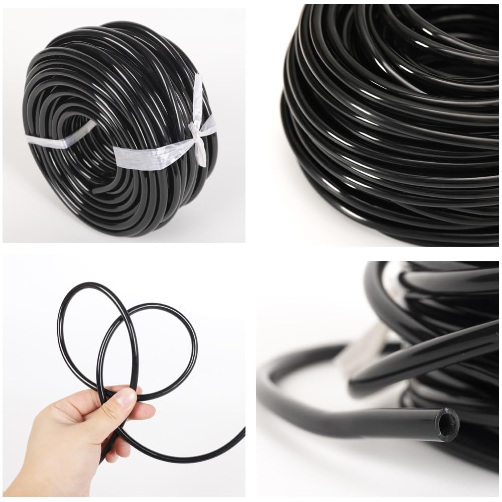 Tuyau d'arrosage goutte à goutte 1/4 ", 4/7mm, Micro Tube d'irrigation noir for système d'arrosage de jardin et de serre(15M)