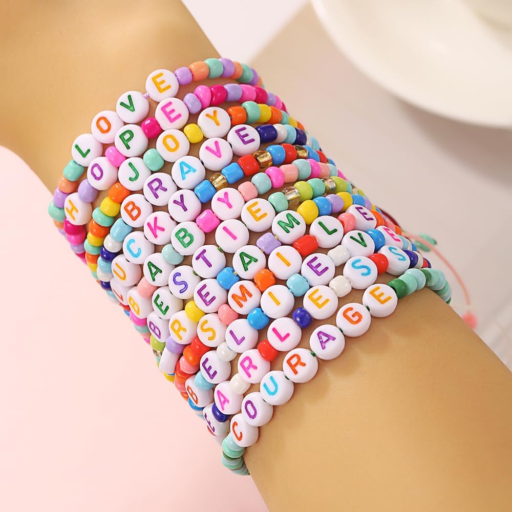 Friendship Bracelets Boho Stackable Bracelets for Women Surfer Heishi Clay Bead Bracelets Stretch Preppy Bracelets Colorful Boho Bracelets for Women image 2