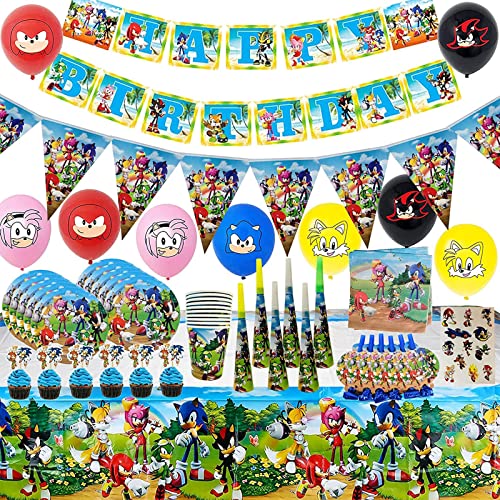 Sonic The Hedgehog Fiestas Decoración, 77PCS Sonic The Hedgehog Party Supplies Juego de...
