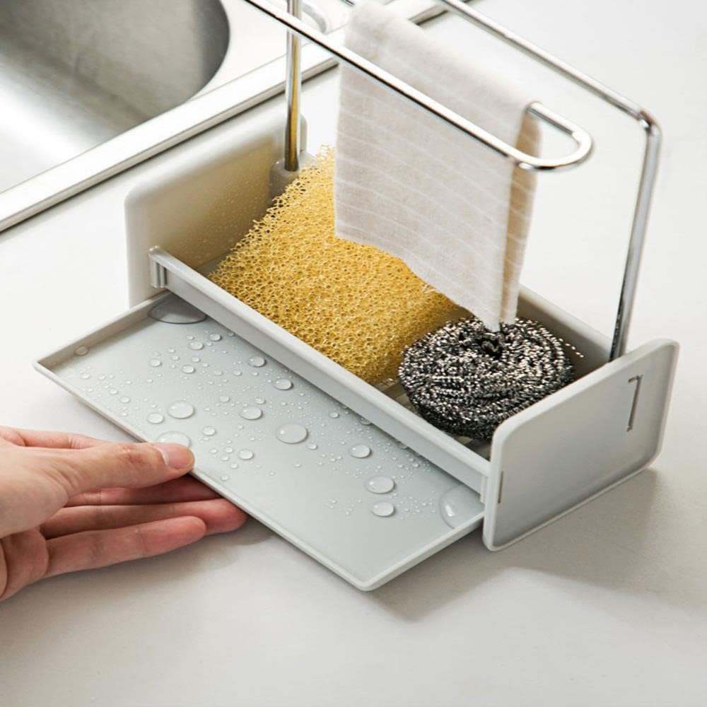 Plastic Rag Rack Countertop Tableware Drain Rack Kitchen Sink Rack Sponge Towel Storage Rack