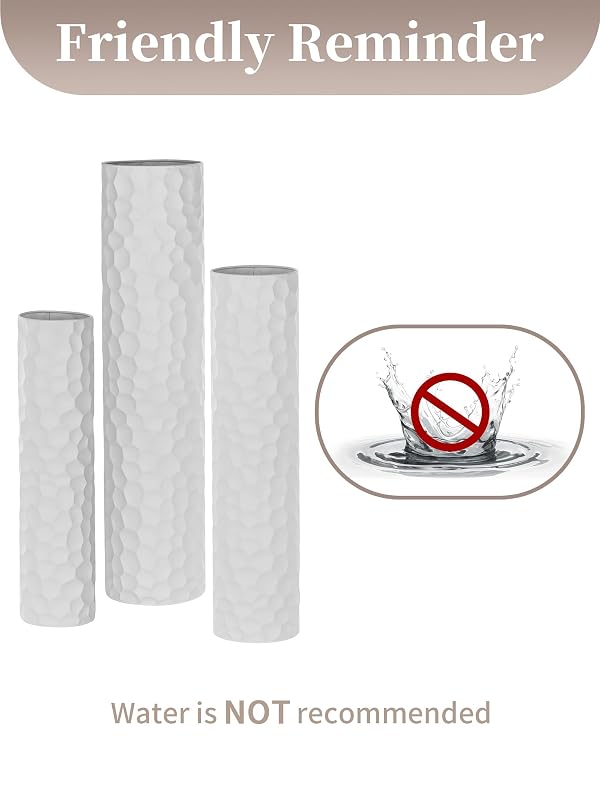 Sziqiqi Tall Vases Floor Standing: White Extra Large Floor Vase for Living Room 27.6/21.7in - Metal Tall Flower Vase for Pampas Grass - Modern Home Decor for Bedroom Office Hallway Corner by Sziqiqi - Used condition - Image 8