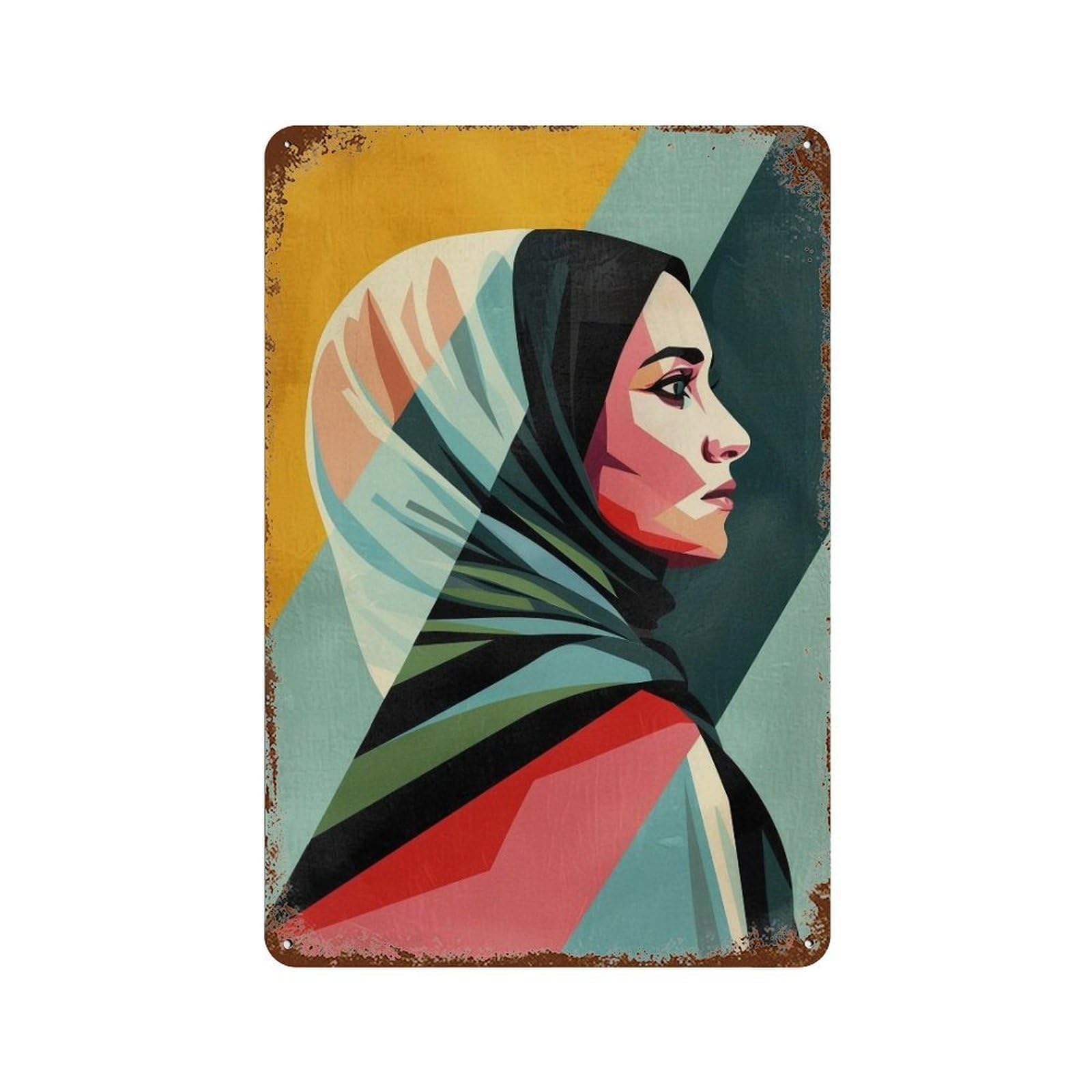 JUWRHRHHRH Cubist Pastel Patchwork Female Visage 03 Poster Canvas Aesthetic Wall Art Painting Decor for Living Room Bed Room 30x20cm Style