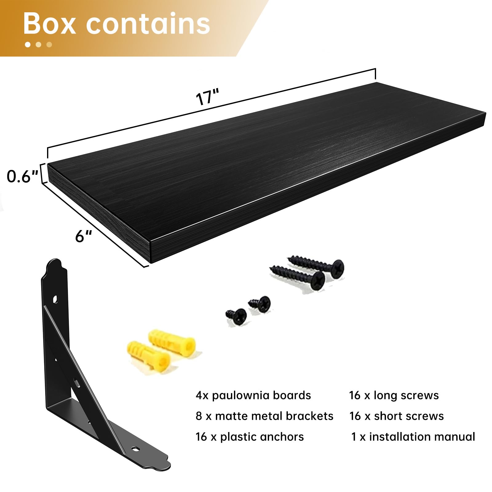 Black Floating Shelves - Set of 4 -3