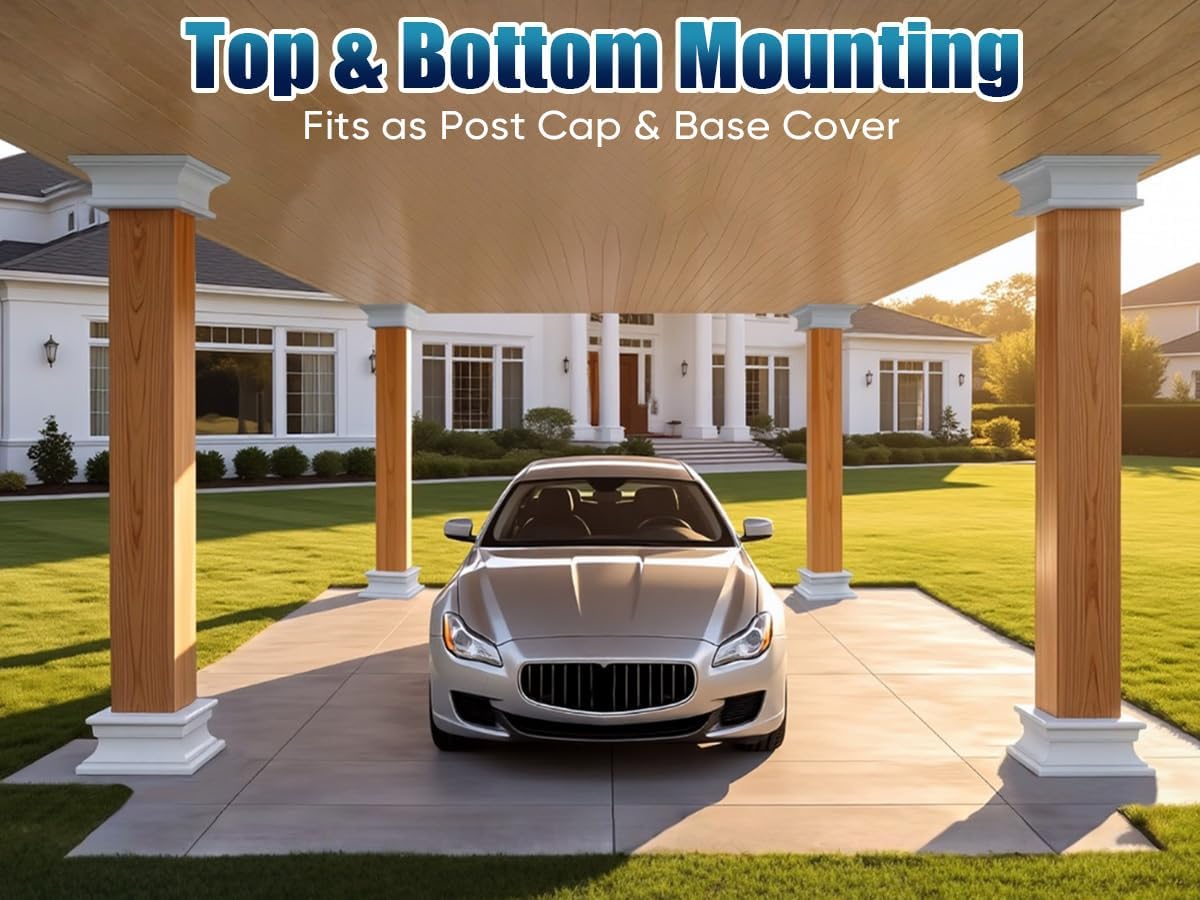 2-Pack Aluminum 4x4 Post Base Cover - Large Post Protector Skirt for Deck, Porch, Mailbox, Patio, Fence and Railing | Weather-Resistant Widen & Tall Column Cap (Mineral White)