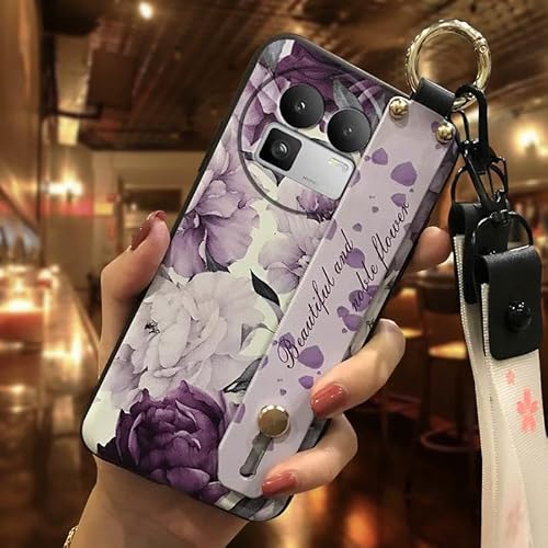 Phone Case Compatible with Realme GT8 China/C85 5G, Wrist Strap Design Soft case Silicone Dirt-resistant Shockproof Anti-knock L