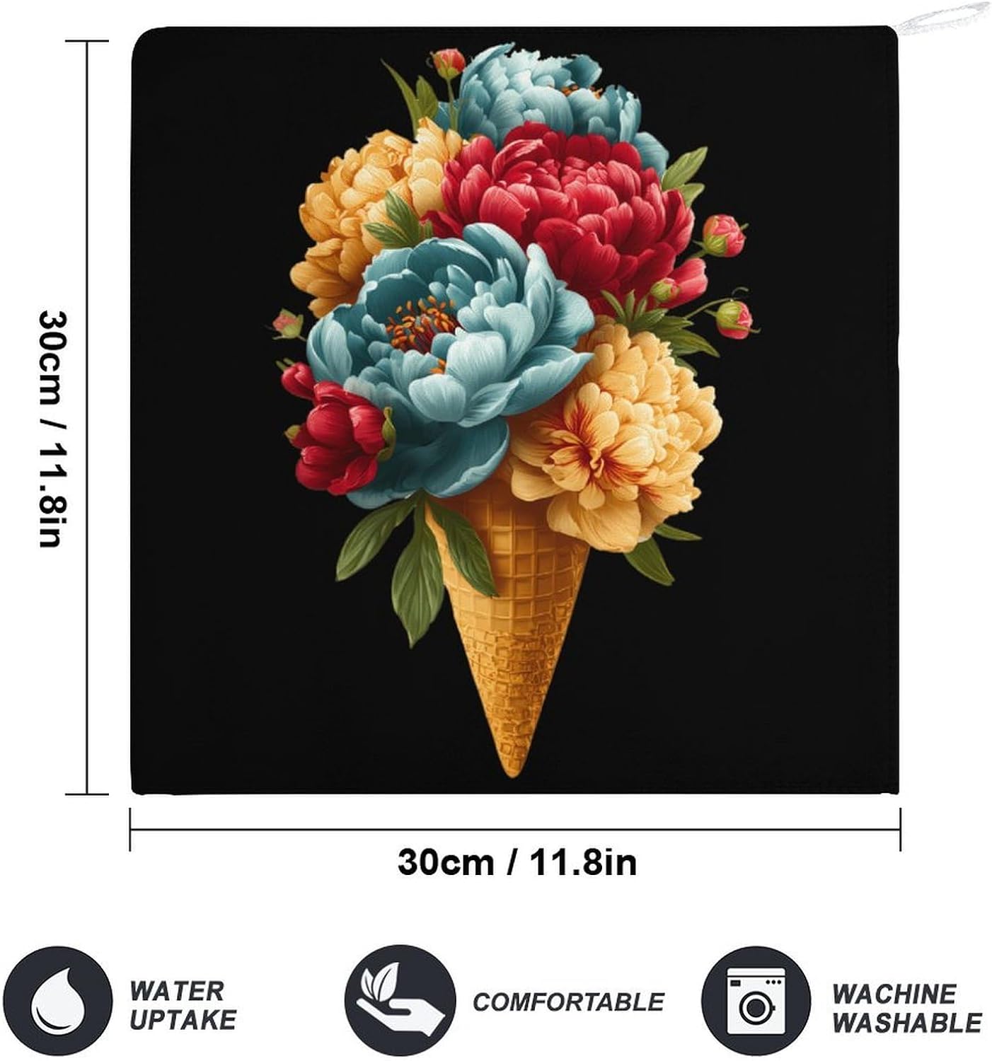 Ice Cream Flower Hand Towels for Bathroom Handkerchief | Absorbent,with Hanging Loop,Kitchen Towels,for Home Hotel,Soft
