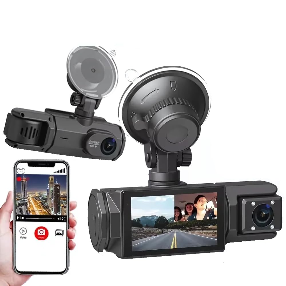 Maizic Smarthome Triplex 4K 3 Channel Dash Cam WiFi Built-in G-Sensor, 1296P+1080P+1080P Front and Rear Inside Loop Recording, Triple Car Dash Camera, IR Night View, 24H Parking Monitor-image-19