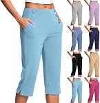 Capri Pants for Women Trendy Stretch High Waisted Crop Office Work Pant Summer Casual Capris Slacks Yoga Dress Pant